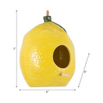Load image into Gallery viewer, Feeder - Yellow/Green Ceramic Lemon Bird House, 7 in.
