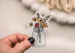 Load image into Gallery viewer, Original Mason Jar Flowers Vinyl Sticker, 3x3 in
