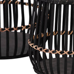 Load image into Gallery viewer, Planters Set of 3 - Black Bamboo Wood Footed, 10/14/17 in.
